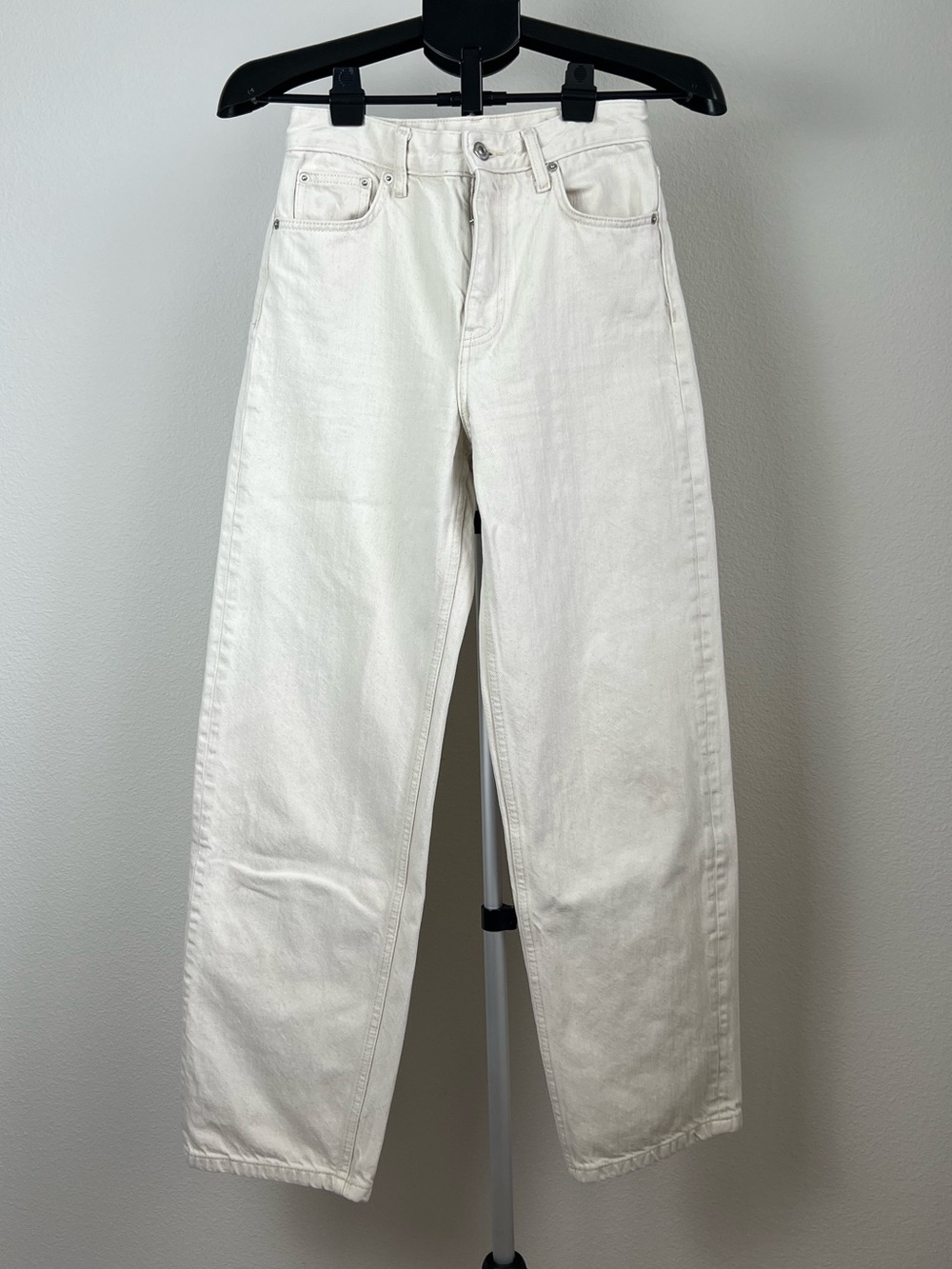 Zara Cream Barrel Leg Jeans High Rise Off White Ecru Denim Pants Size 4